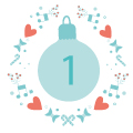 Illustration of a Christmas bauble with the number 1 on it