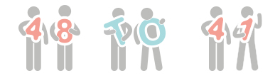 Stickpeople holding letters and numbers that read "48 to 41"