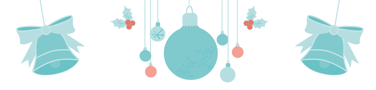 Illustration of Christmas bells and a bauble
