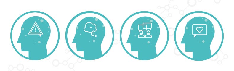 Banner of four head icons